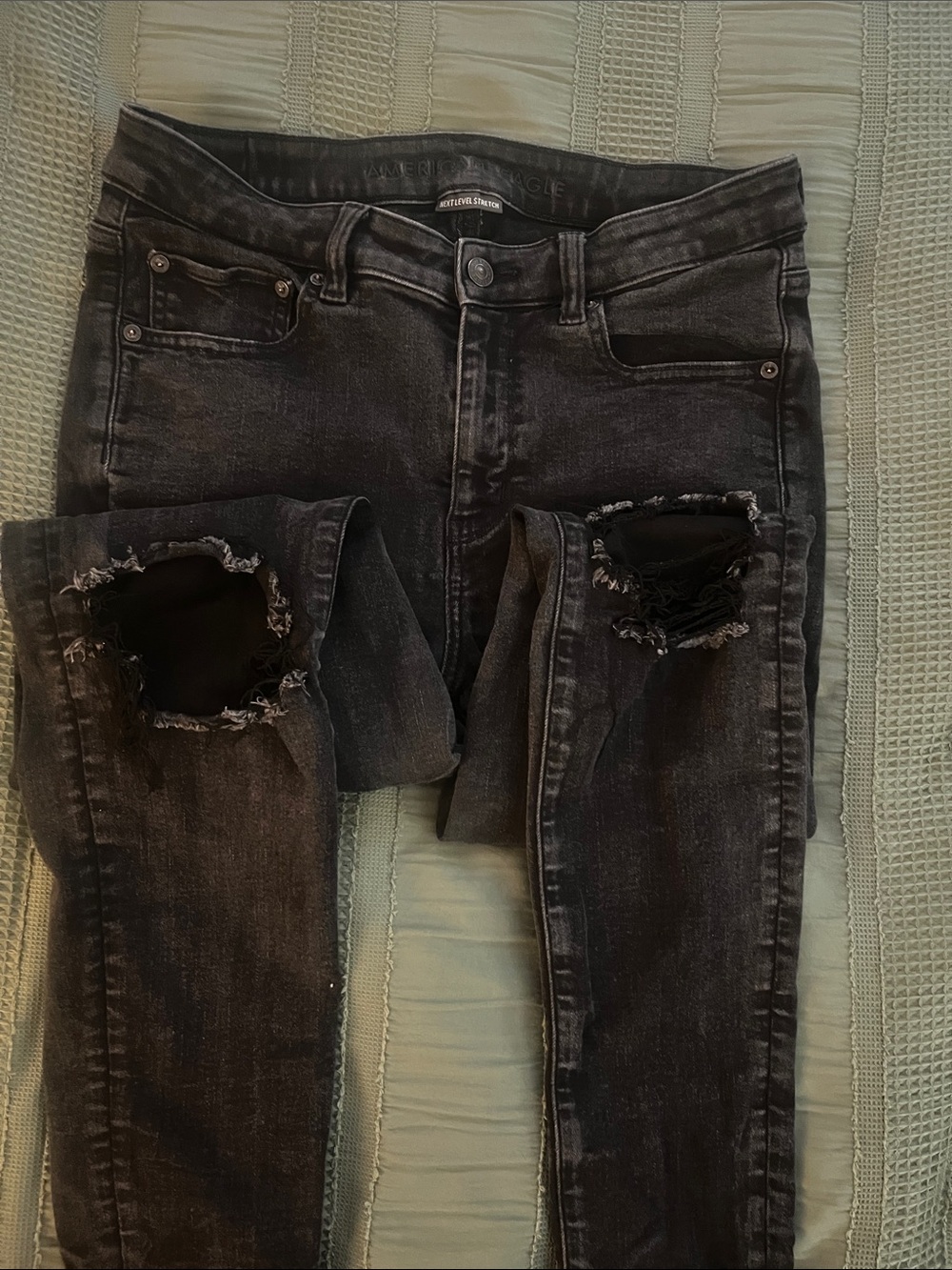 American Eagle Outfitters Black Distressed Skinny Jeans